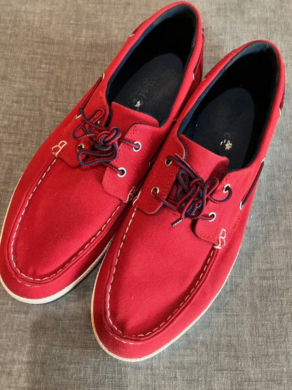 Timberland Mens 10.5 Red Canvas Boat Shoes Deck Loafers 1973 Preppy Nautical
